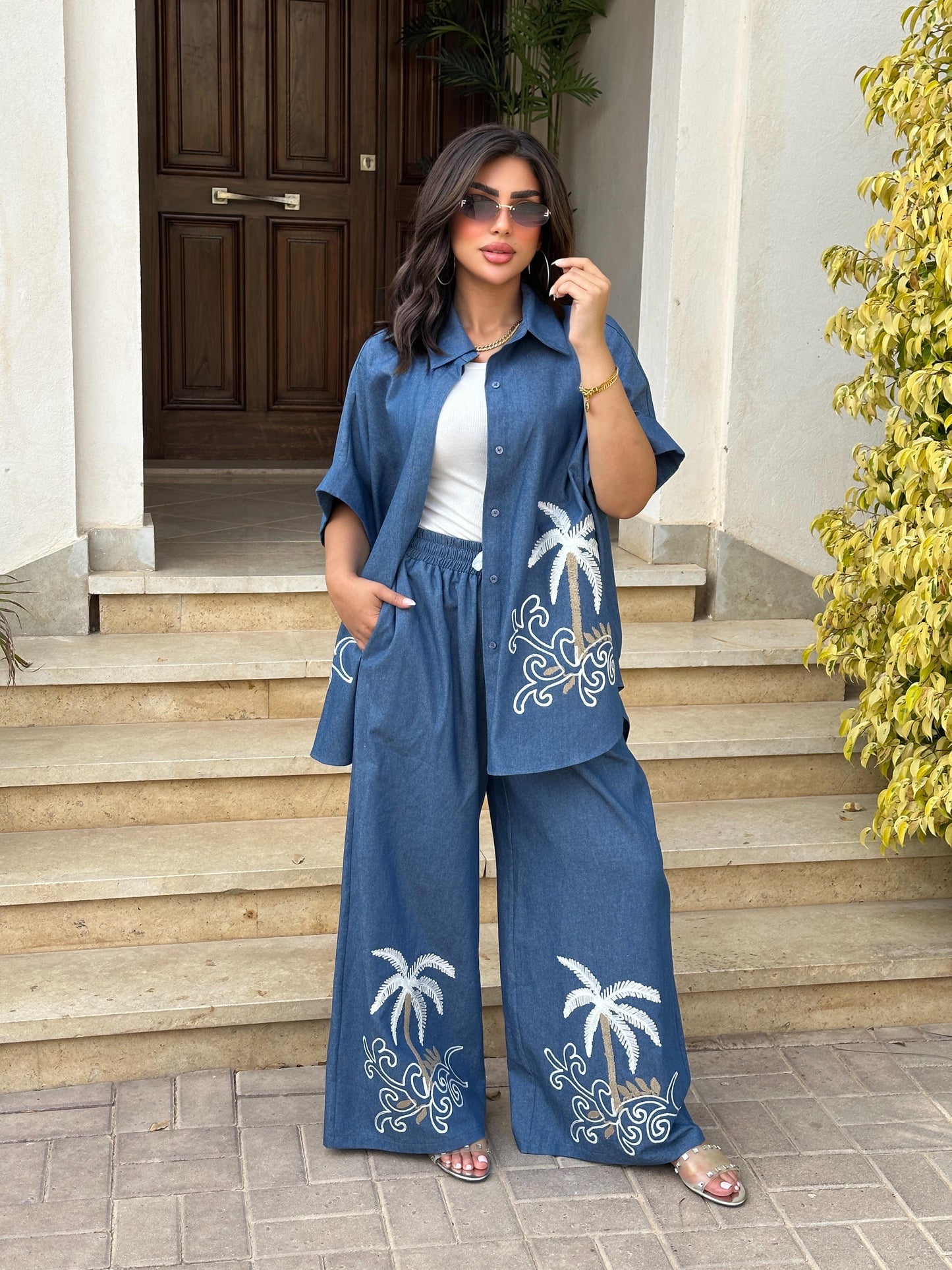 Palm Breeze Denim Set