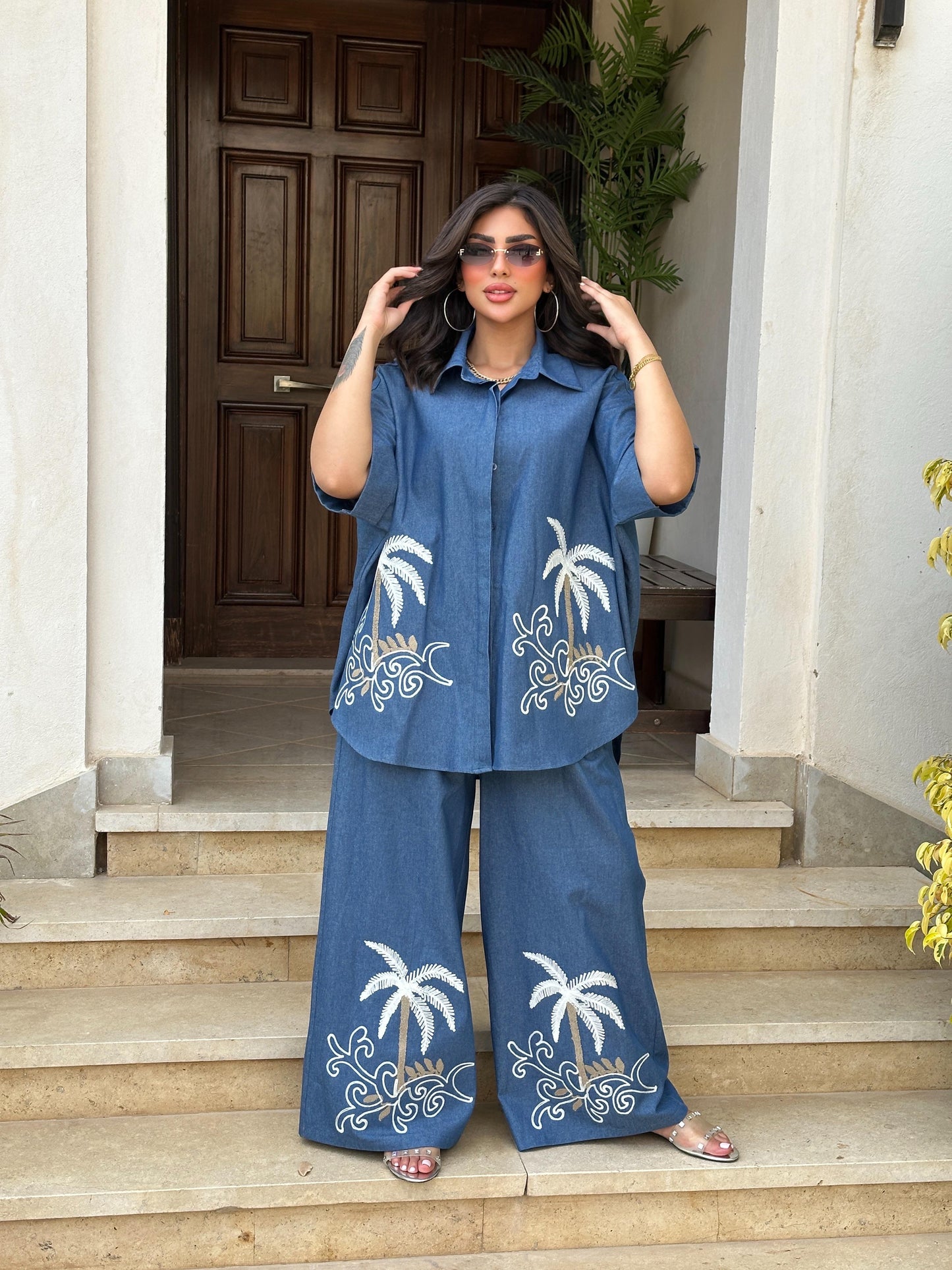 Palm Breeze Denim Set