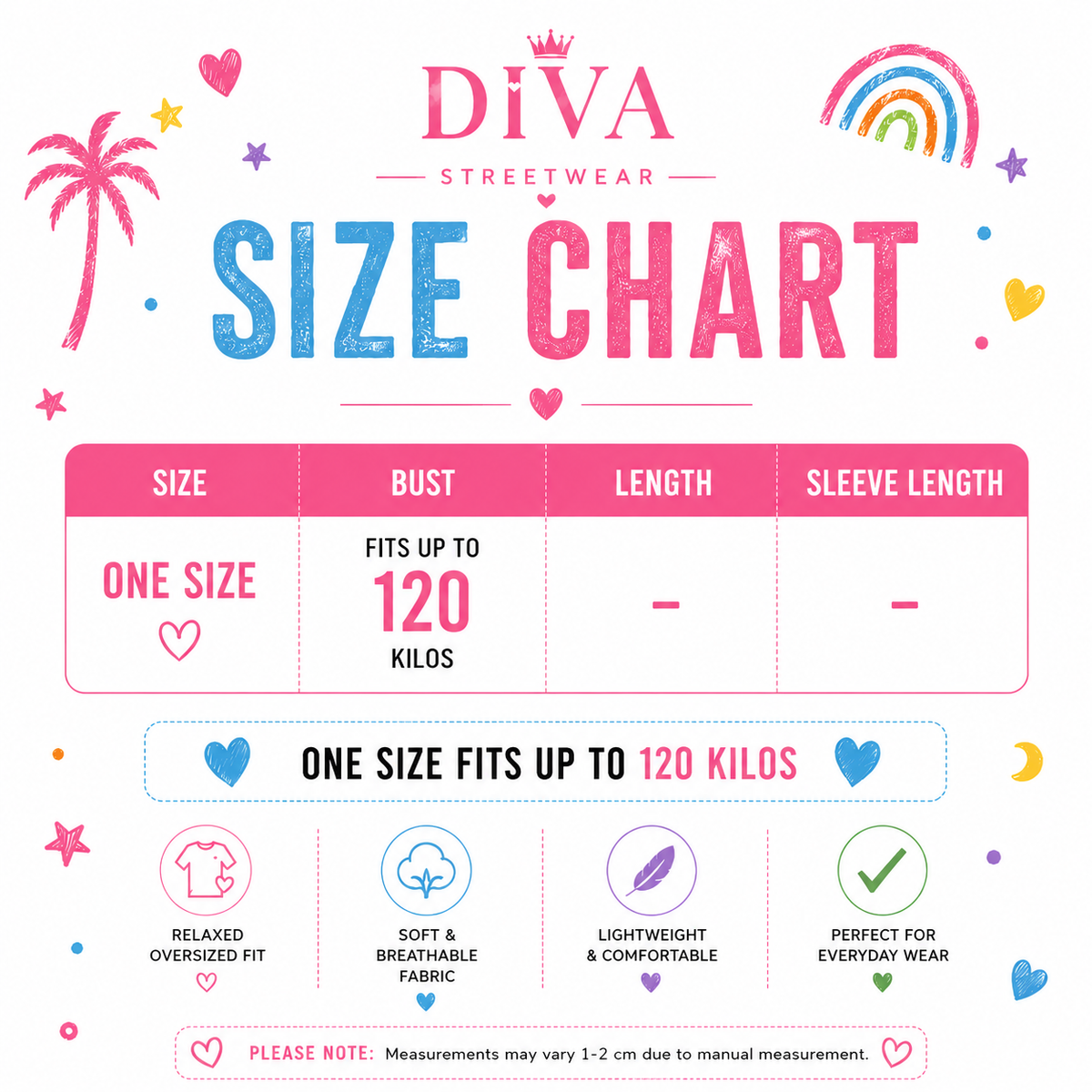Size Guide - sea star long shirt