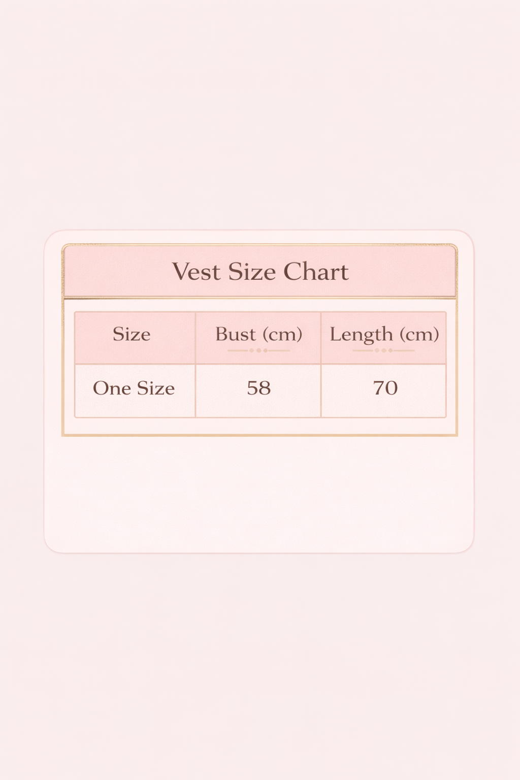 Size Guide - Statement Denim Wrap vest