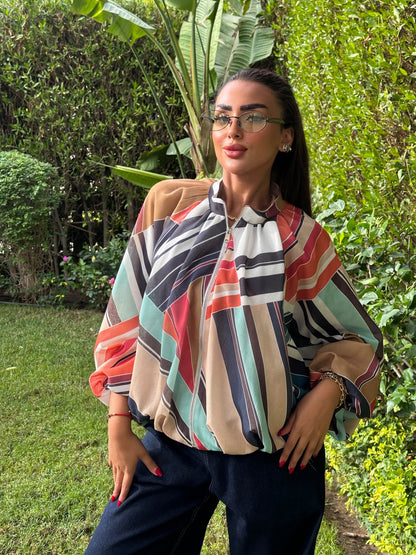 Striped Bomber Jacket