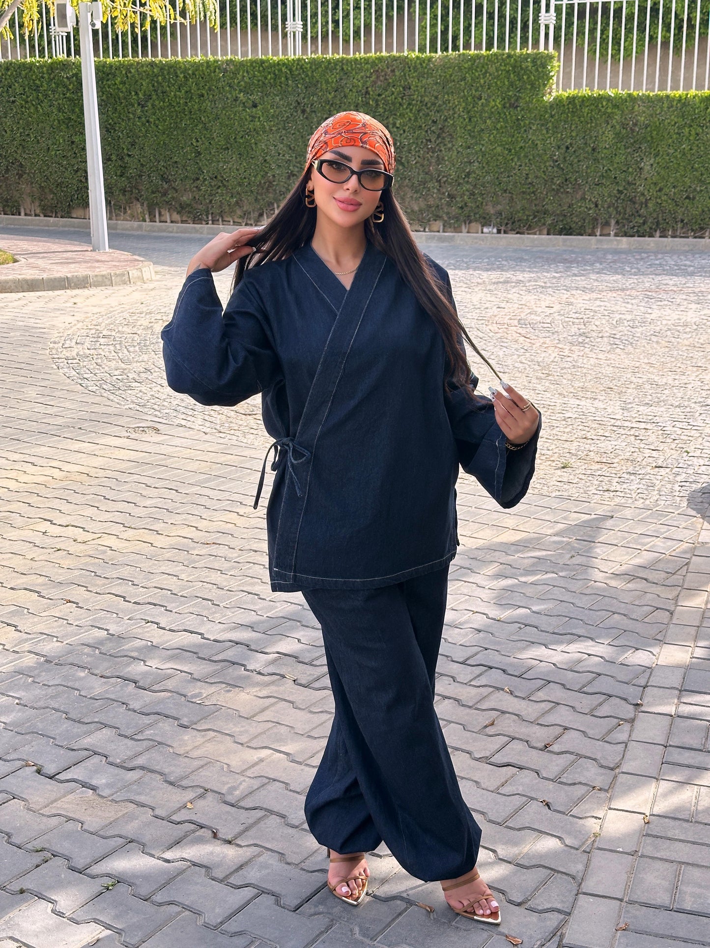 Wrap denim kimono