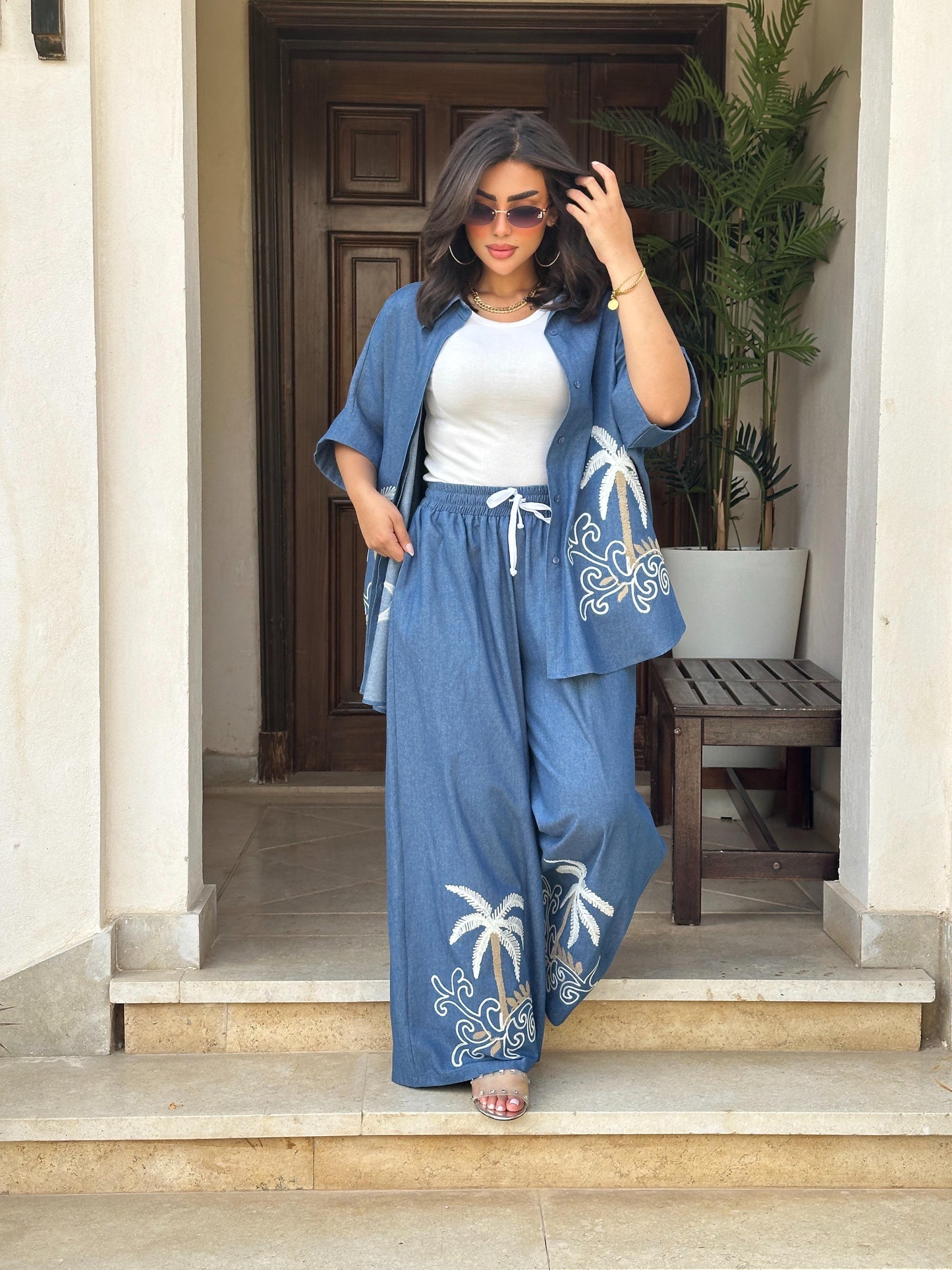 Palm Breeze Denim Set