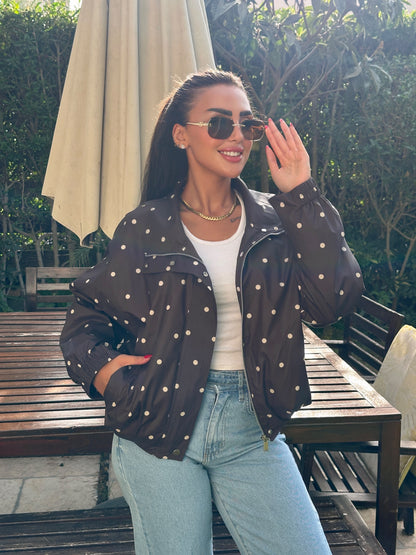 polka dot bomber jacket
