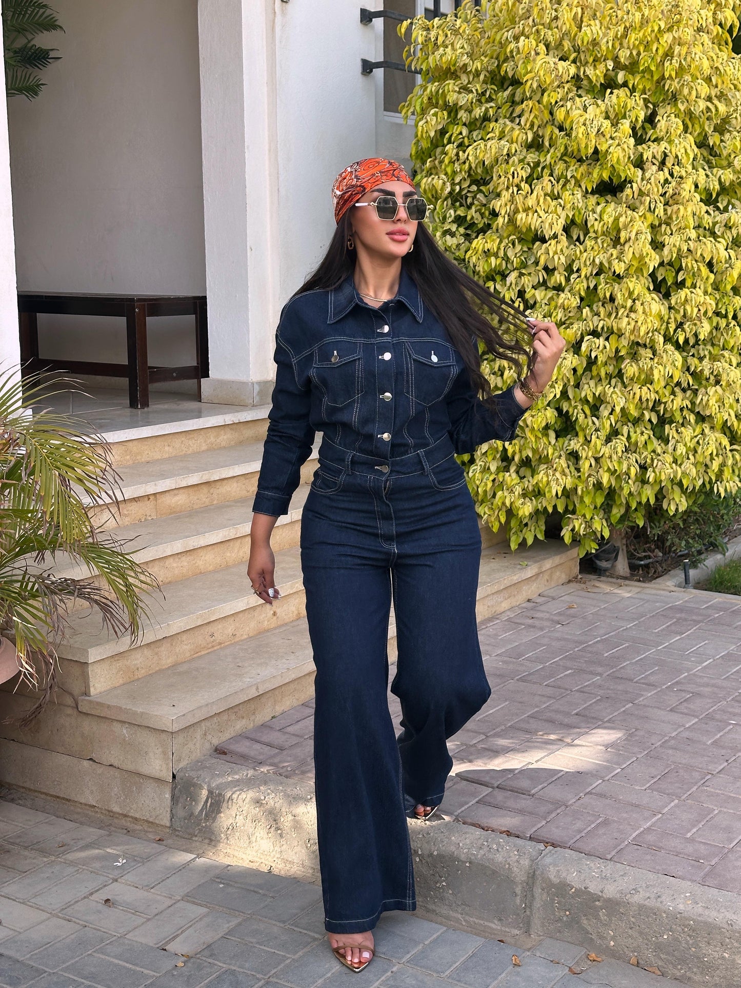 Raw denim jumpsuit