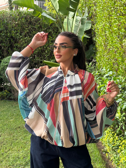 Striped Bomber Jacket