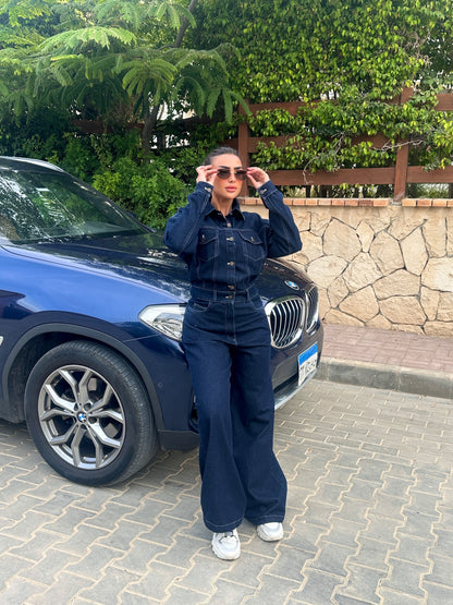 Raw denim jumpsuit