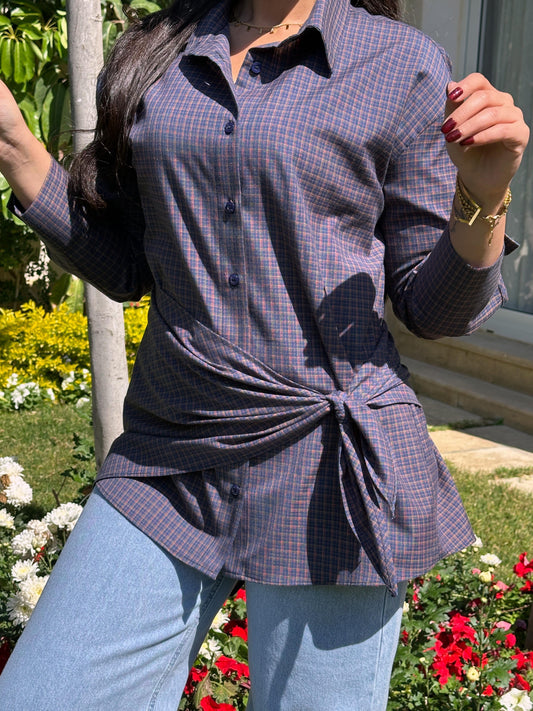 chemise carreaux with scarf