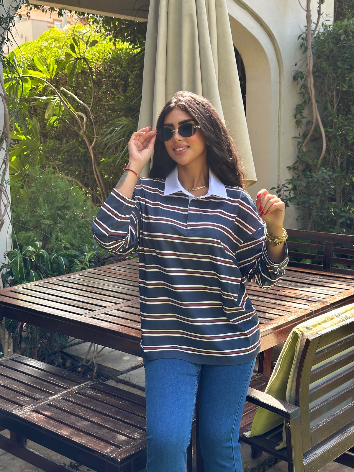 striped polo top