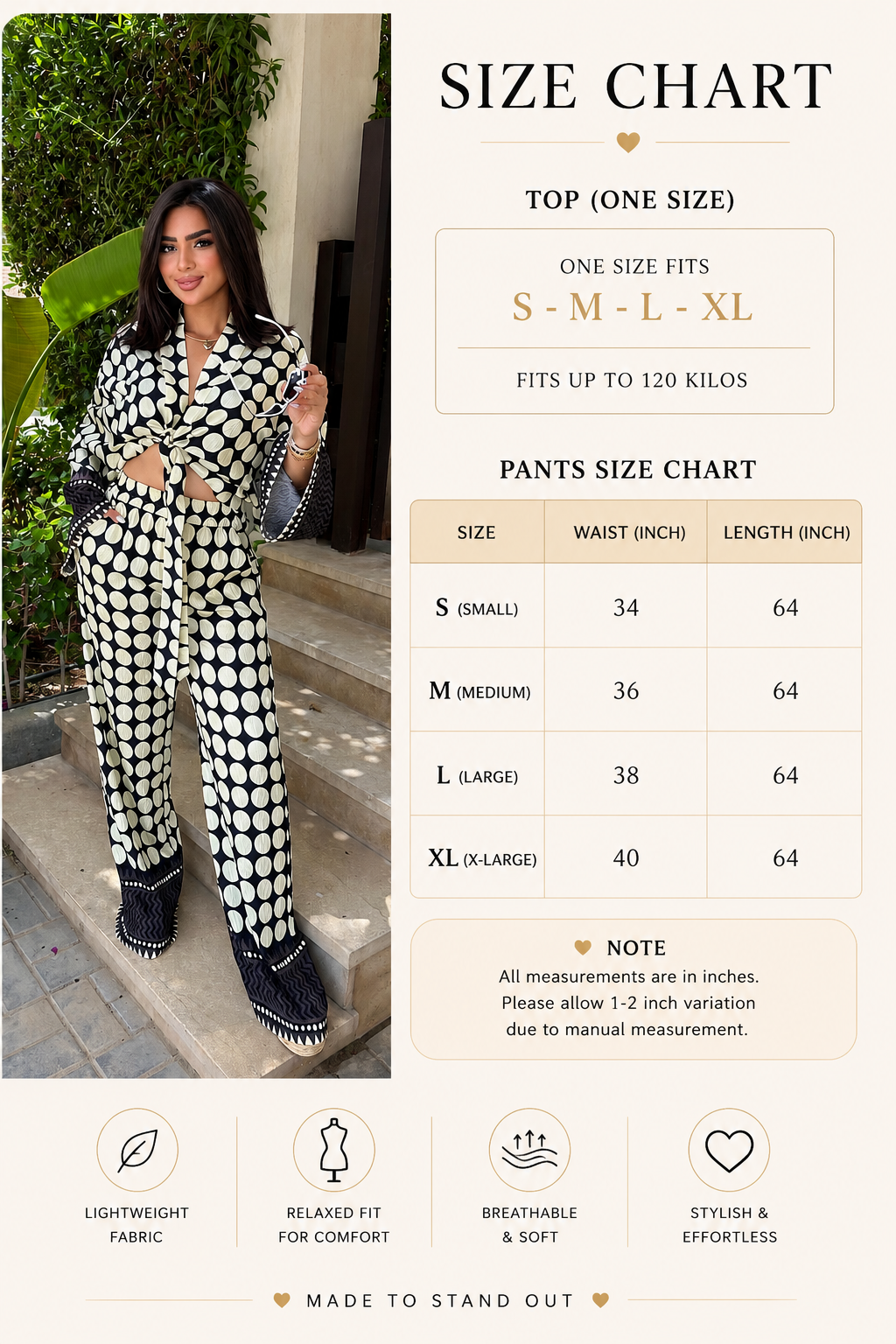 Size Guide - Polka tie up set