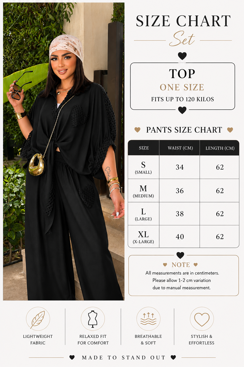 Size Guide - Heart tie up set