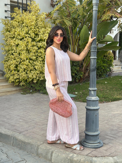 Striped sleeveless two-piece set