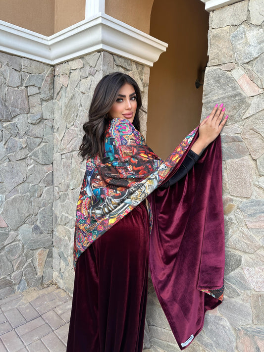 Velvet printed scarf