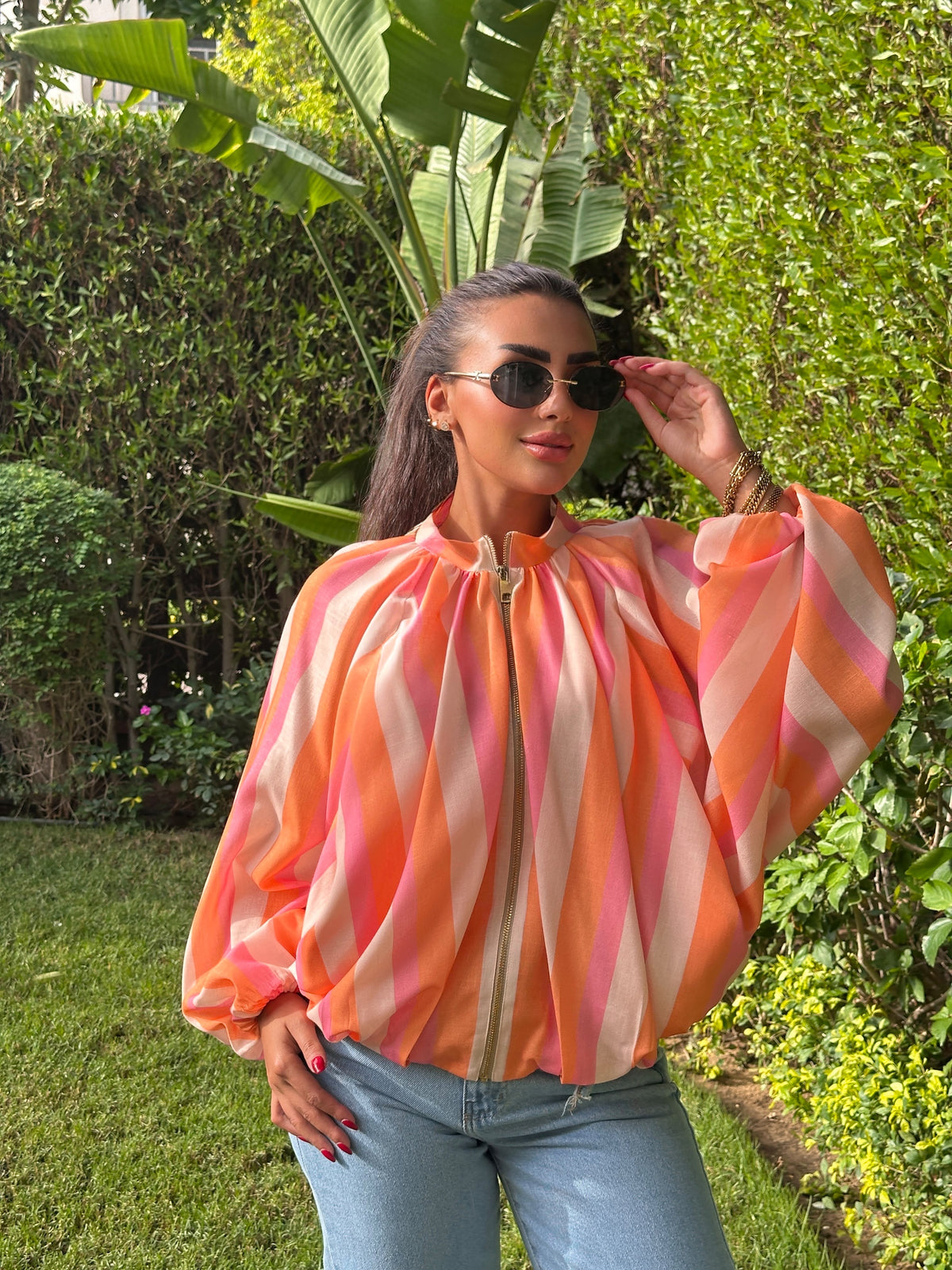 Striped Bomber Jacket