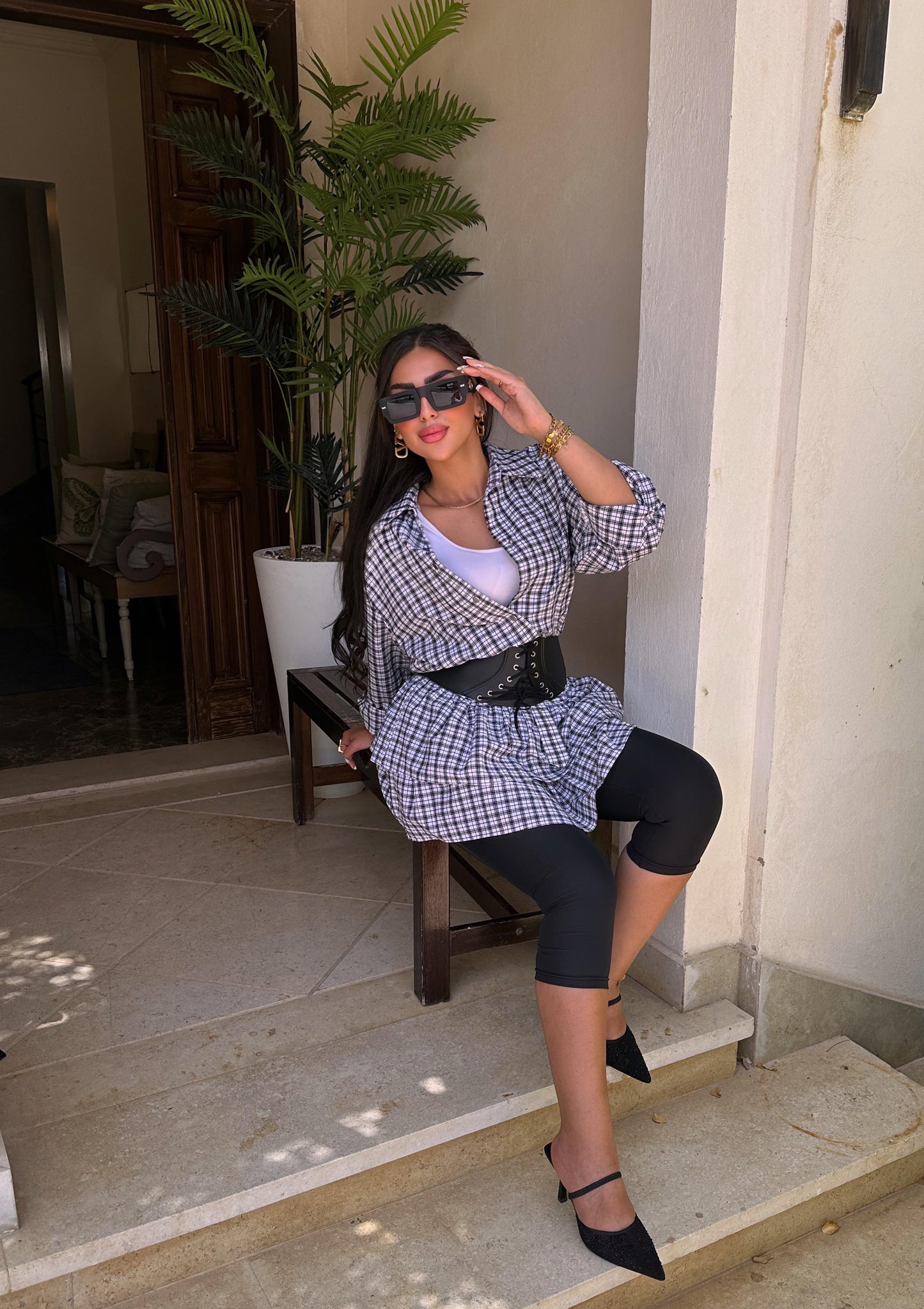 Carreaux shirt dress
