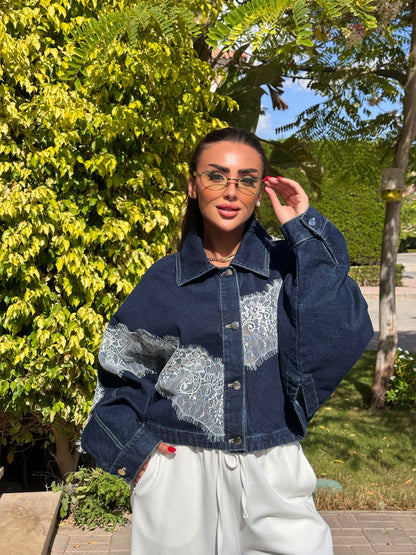 Lace denim jacket