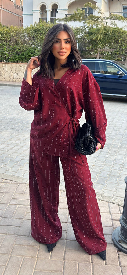 Sparkly burgundy wrapped set