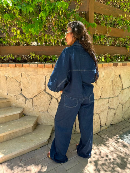 short sleeves denim set