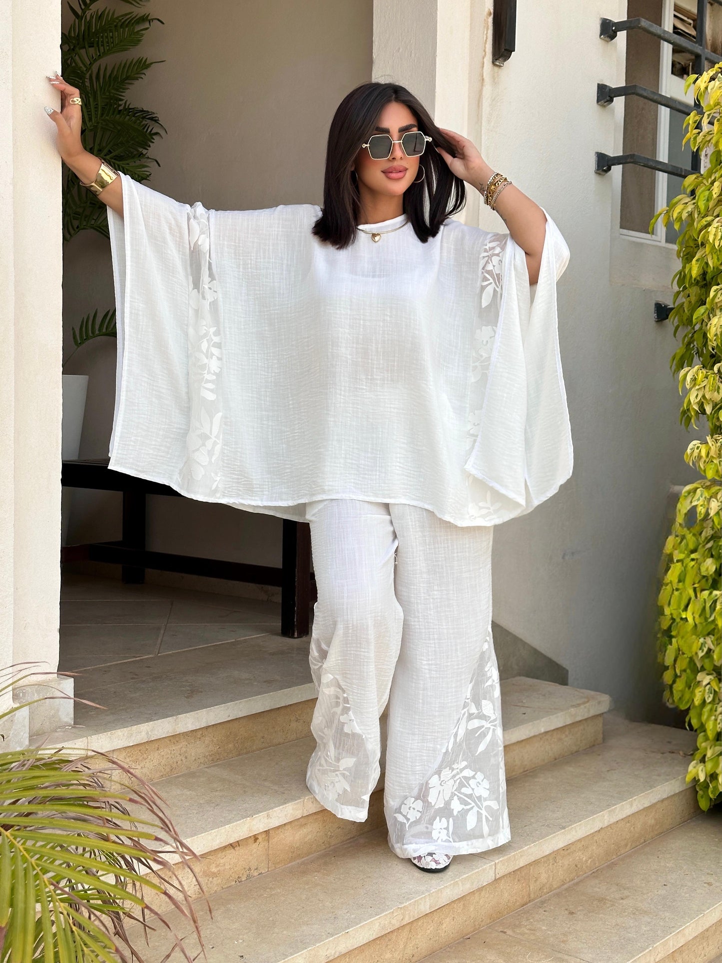 Floral Poncho Set
