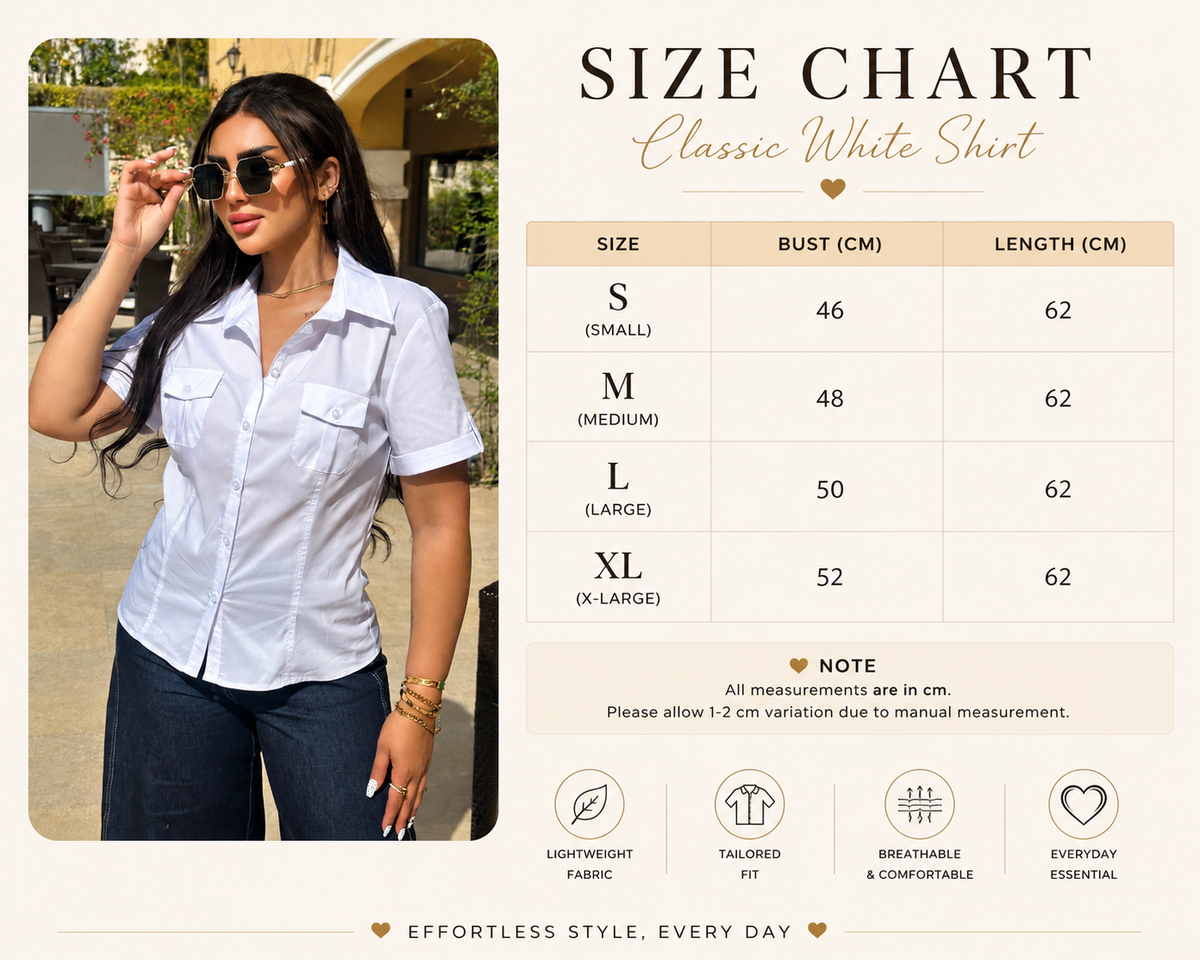 Size Guide - classic short sleeves shirt