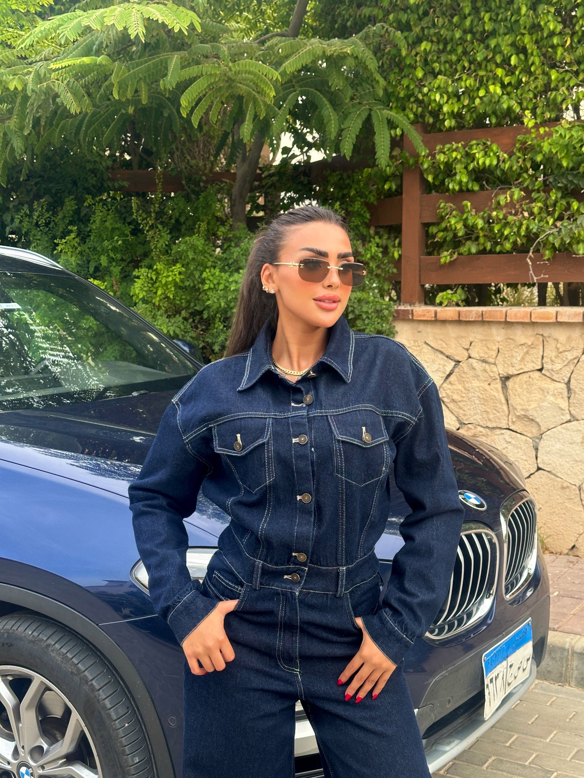 Raw denim jumpsuit