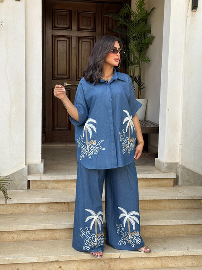 Palm Breeze Denim Set