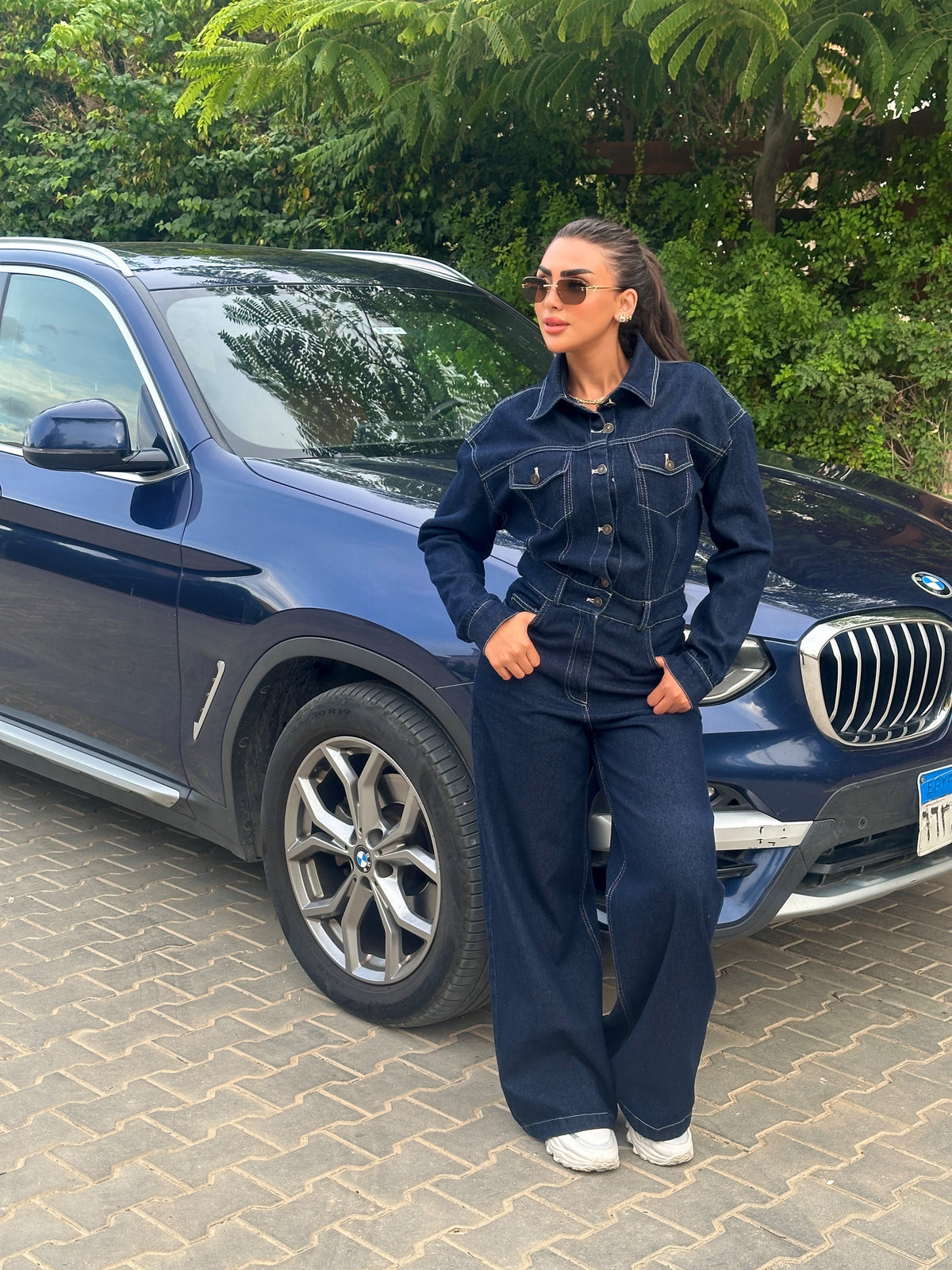 Raw denim jumpsuit