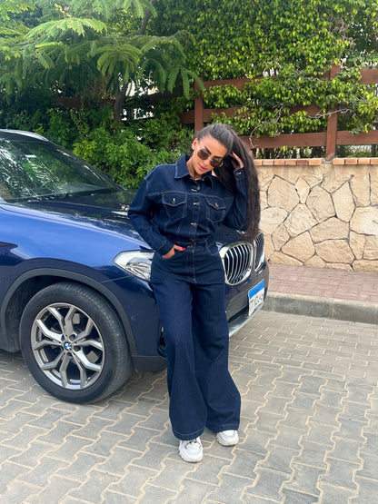Raw denim jumpsuit