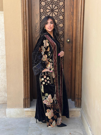 Brownish velvet sparkly kaftan