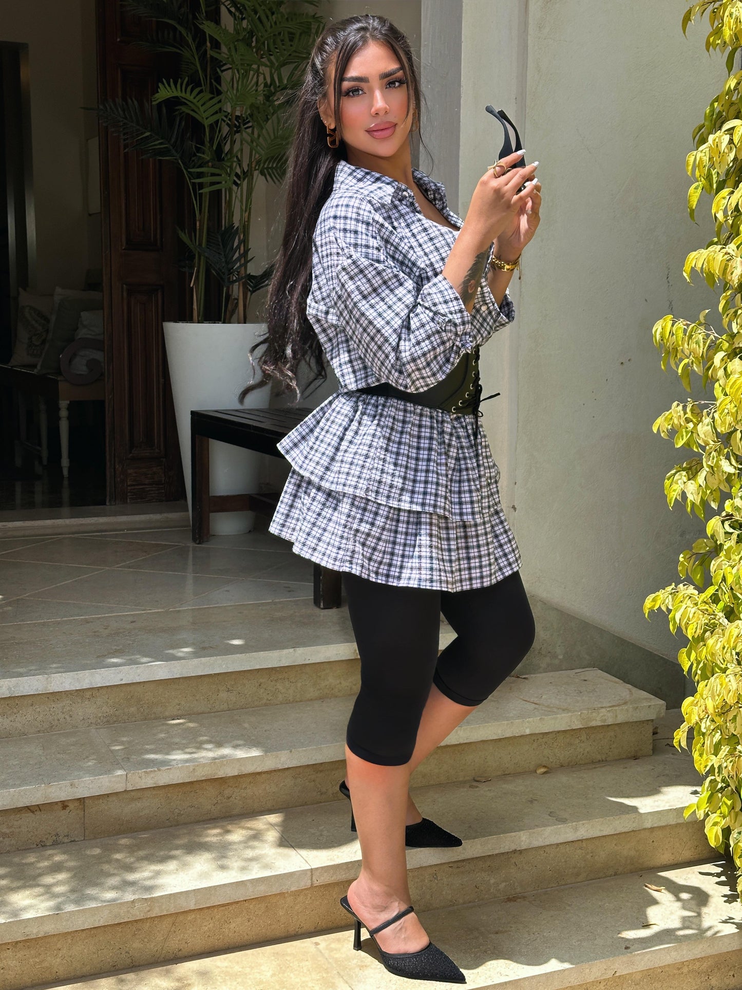 Carreaux shirt dress