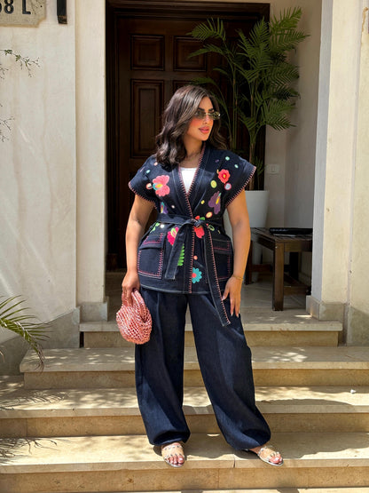 Statement Denim Wrap vest