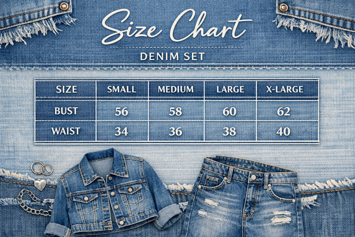 Size Guide - Floral wrapped denim set