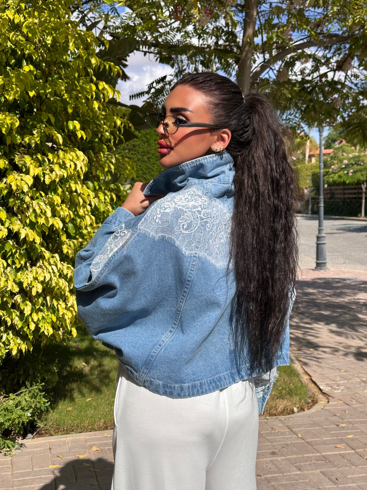 Lace denim jacket