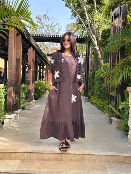 Floral Crochet Maxi Dress Set