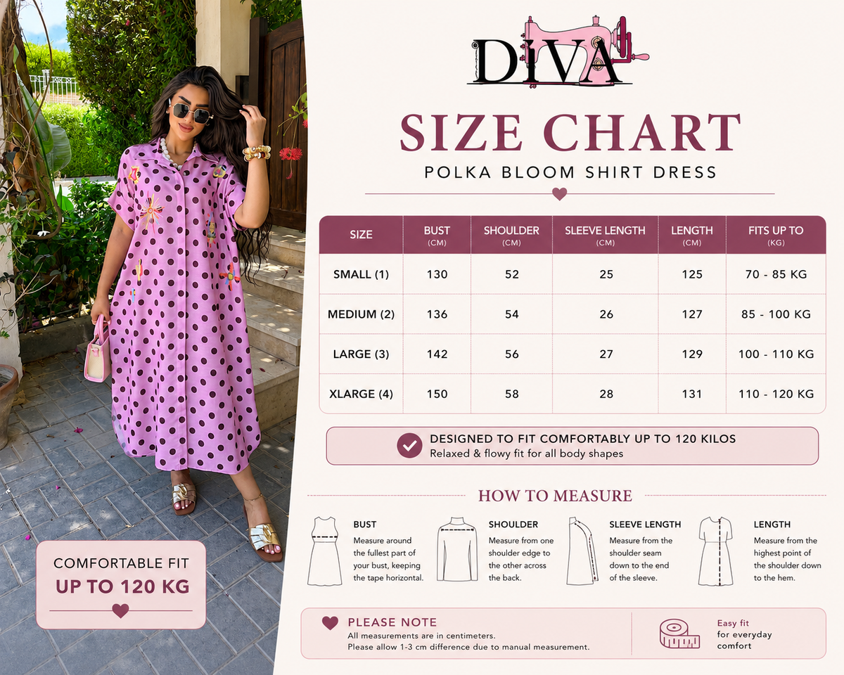 Size Guide - Polka shirt dress