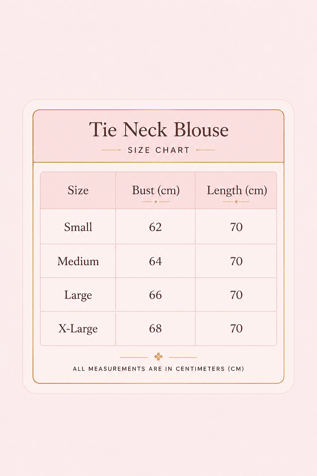 Size Guide - Tie Neck Blouse