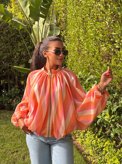 Striped Bomber Jacket