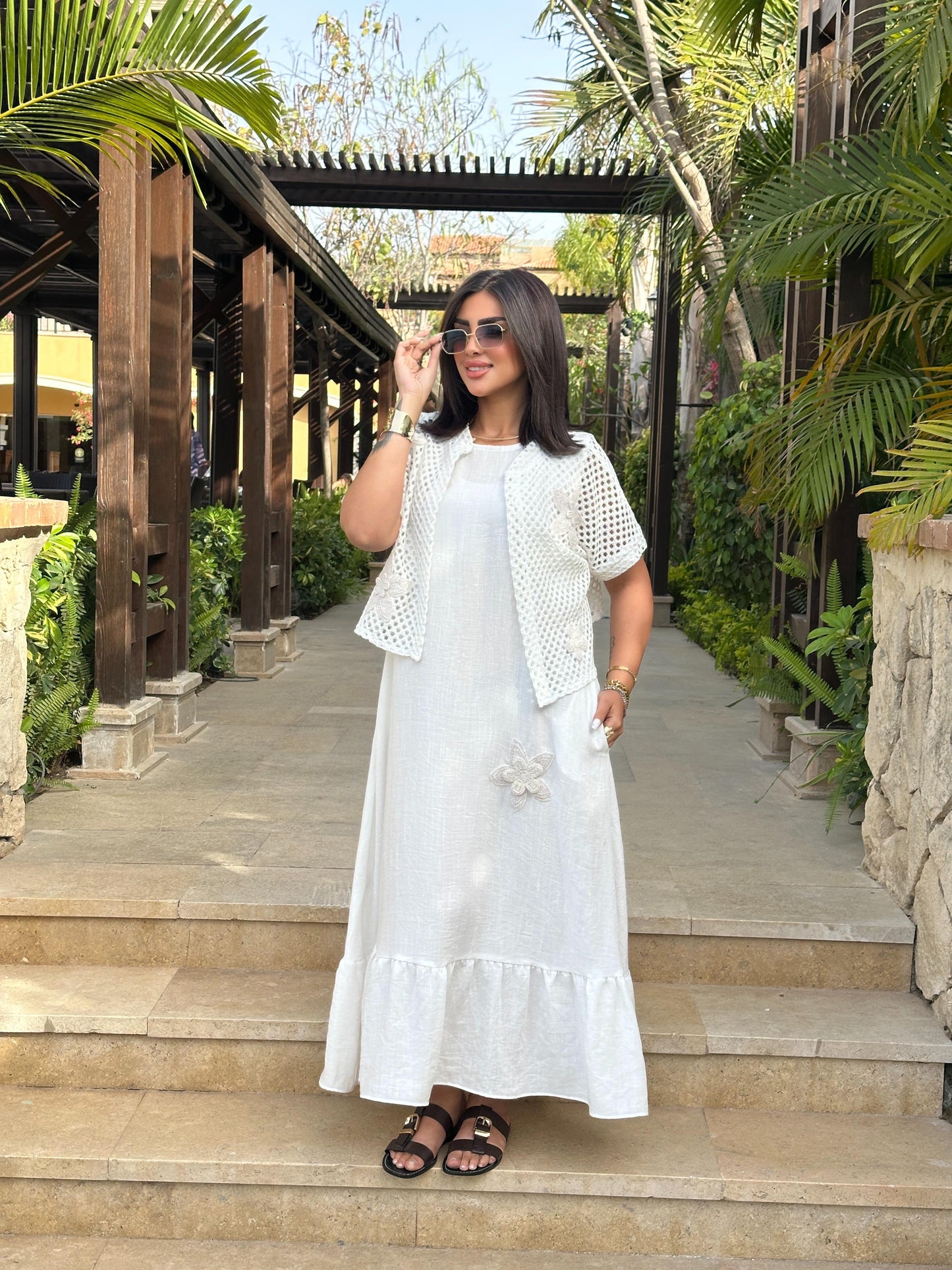 Floral Crochet Maxi Dress Set