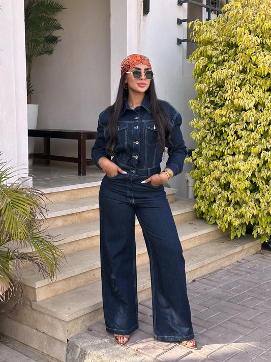 Raw denim jumpsuit