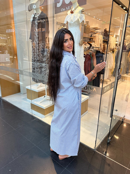 sparkly striped shirt dress