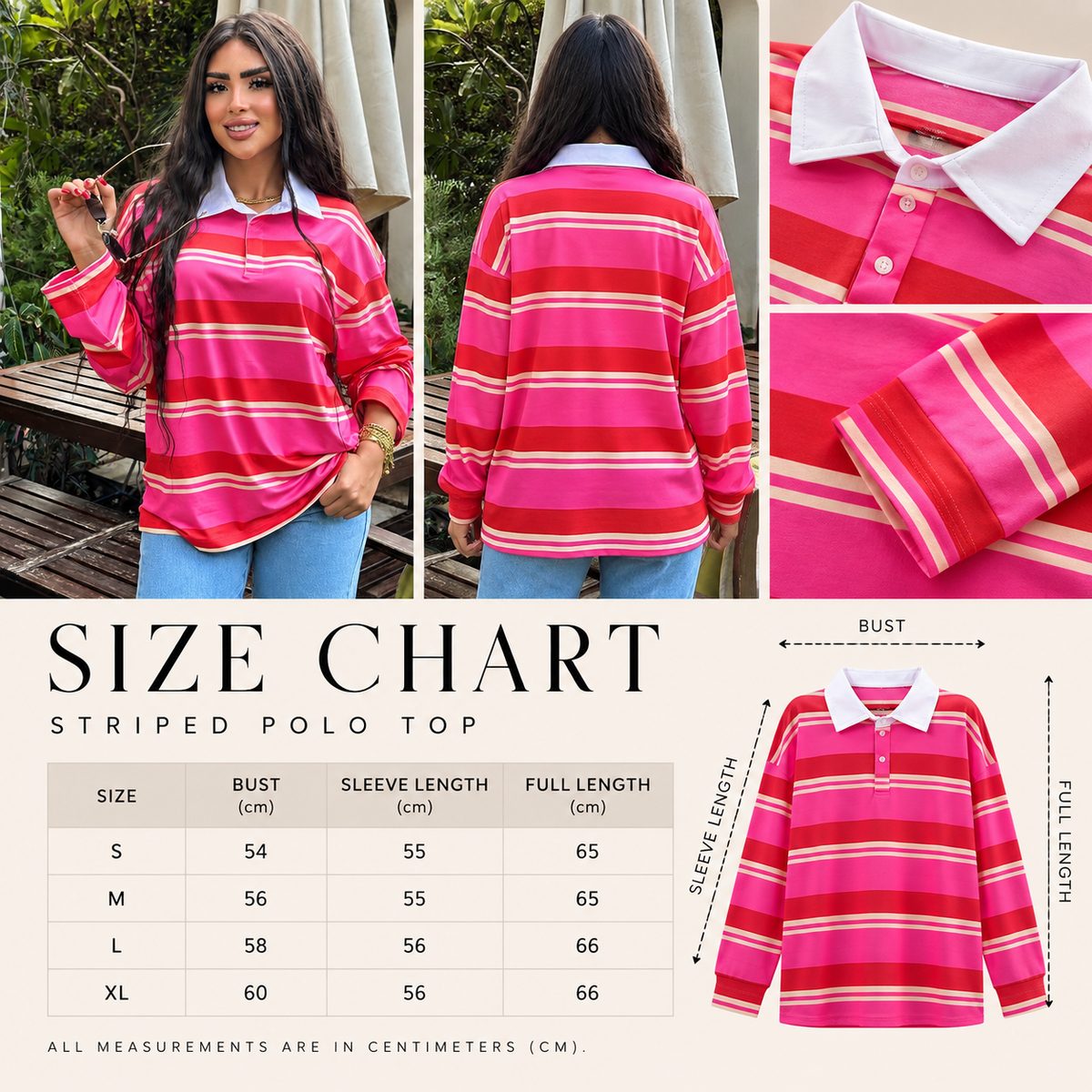 Size Guide - striped polo top