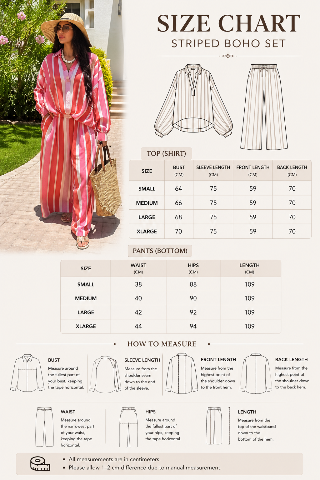 Size Guide - Striped Boho Set