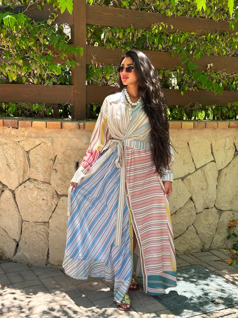 Wrapped Striped Dress