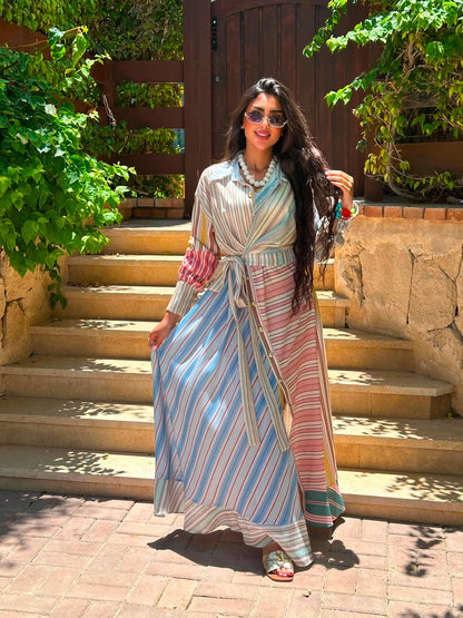 Wrapped Striped Dress