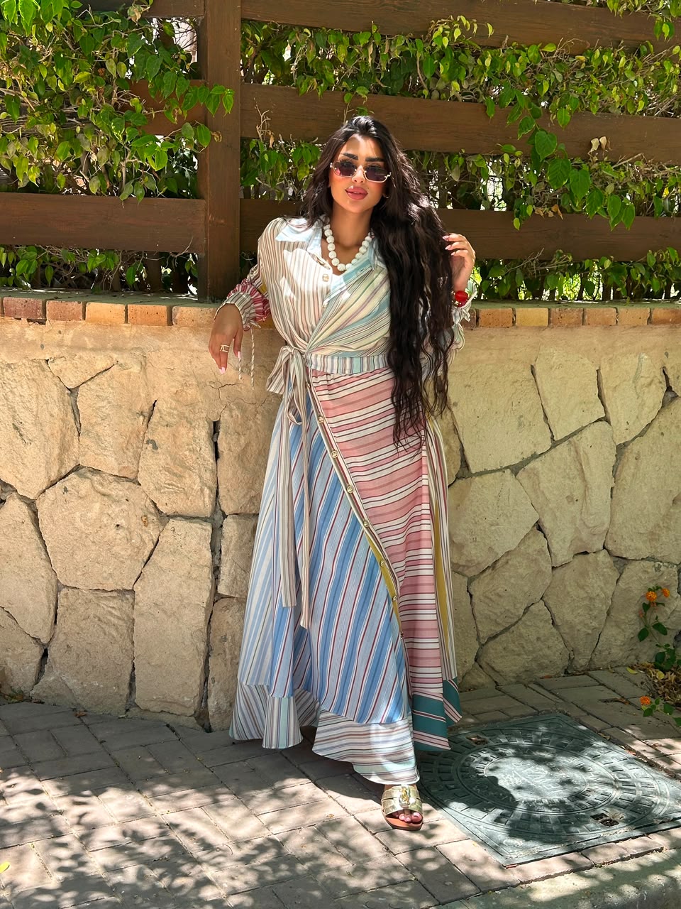 Wrapped Striped Dress