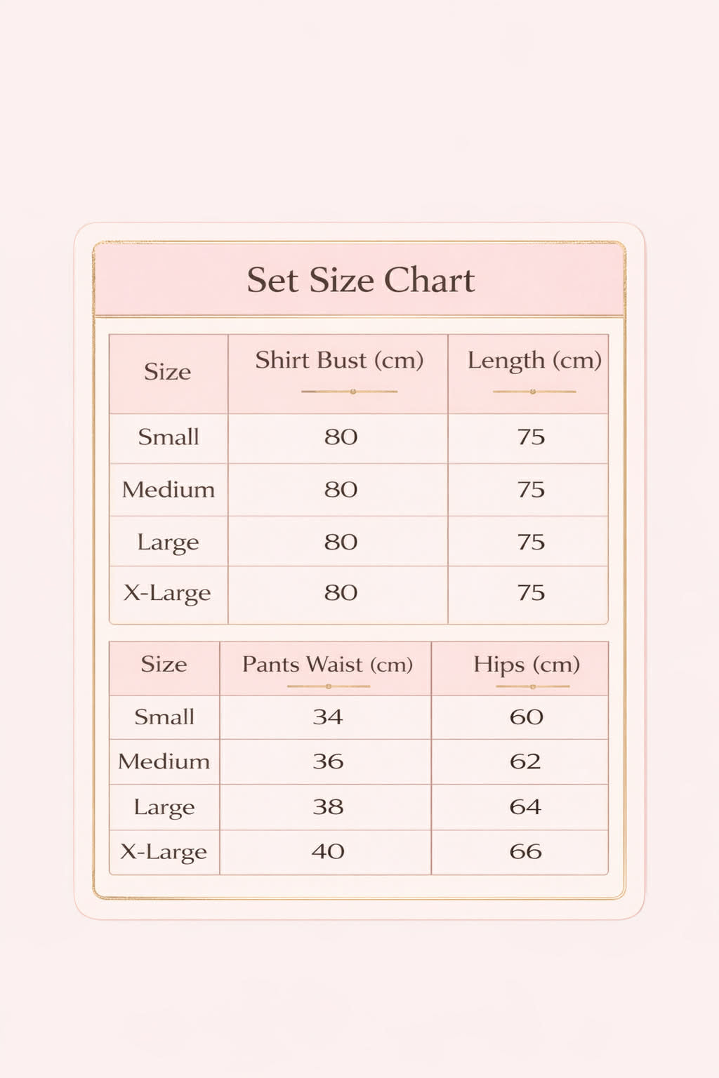 Size Guide - Palm Breeze Denim Set